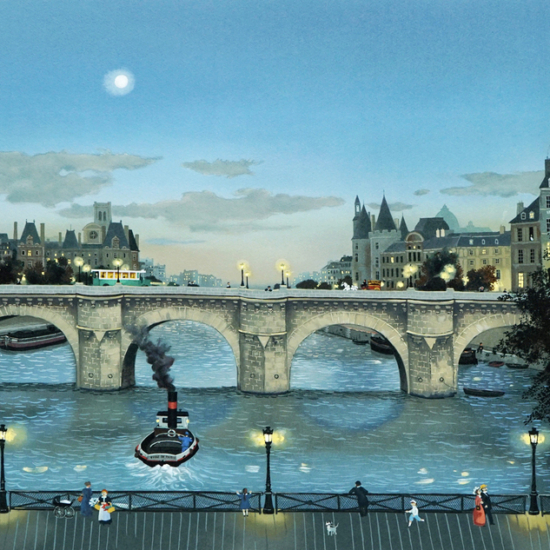 ミッシェル・ドラクロワの絵画作品　タイトルは、ポンヌフの夕暮れ